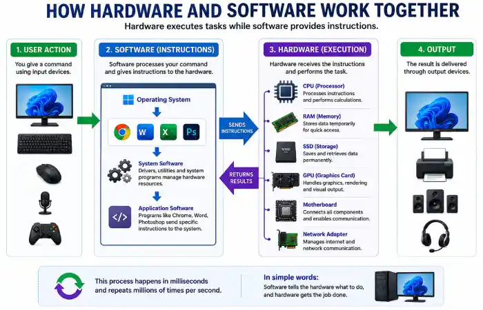 difference between hardware and software about